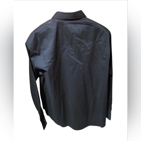 Wrangler Mens Pearl Snap Black Button Down Western Shirt Size XL - Picture 2 of 6